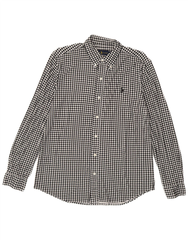 Ralph Lauren - Camisa de franela para hombre (algodón a cuadros), color negro