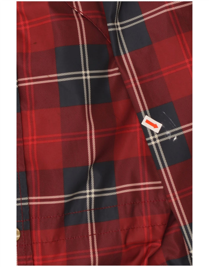 JACK WILLS Chaqueta impermeable con capucha de gran tamaño para mujer UK 6 XS Poliéster a cuadros rojos