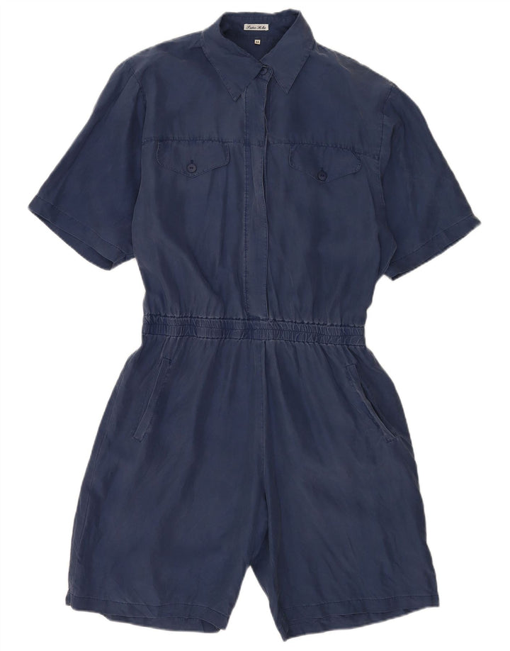 Mono corto vintage para mujer IT 44 Seda azul marino medio