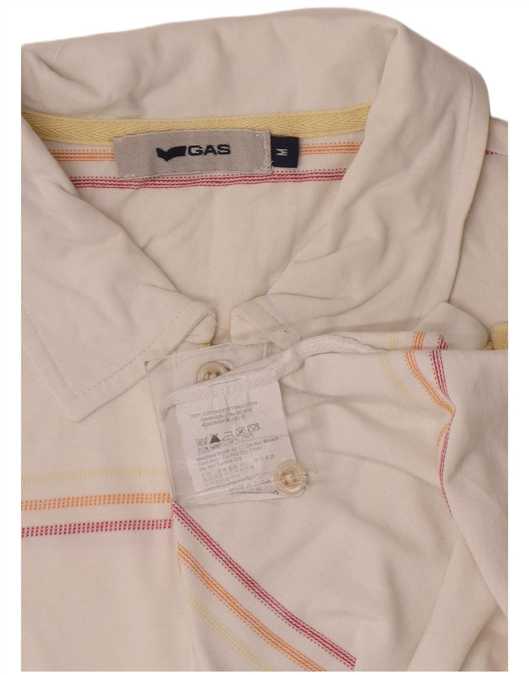 Polo Gas Hombre Algodón A Rayas Blanco Mediano