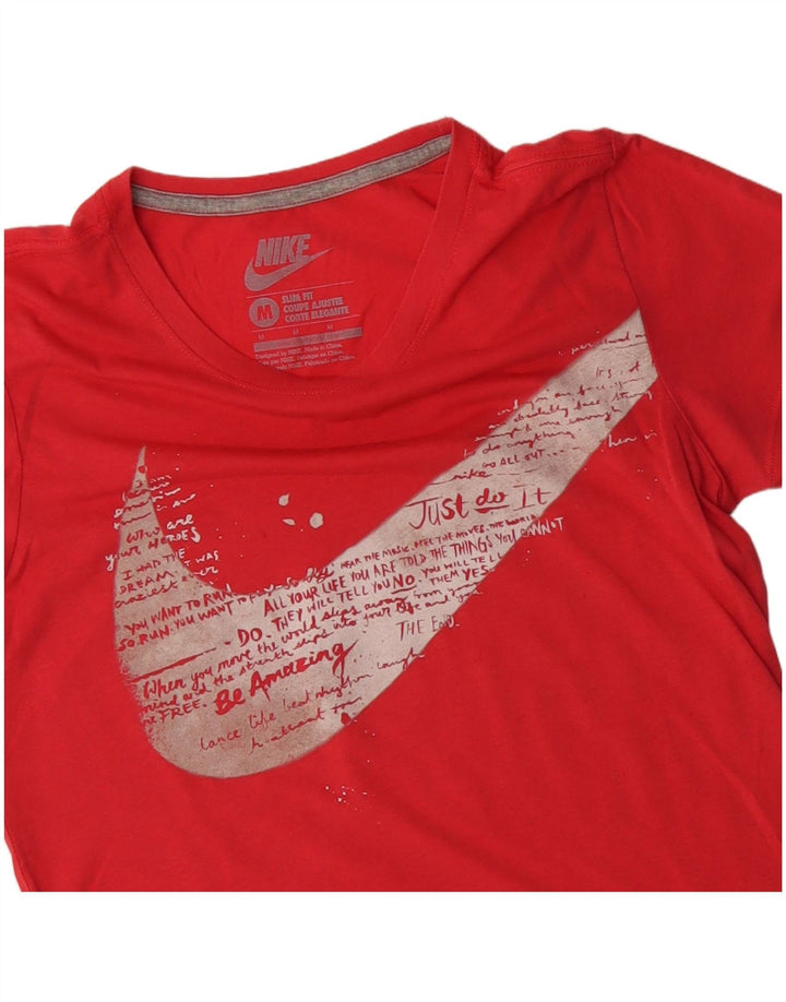 NIKE Camiseta ajustada con gráfico para mujer UK 12 Medium Red