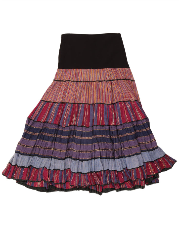 Falda gitana vintage para mujer W27 Rayas medianas multicolores