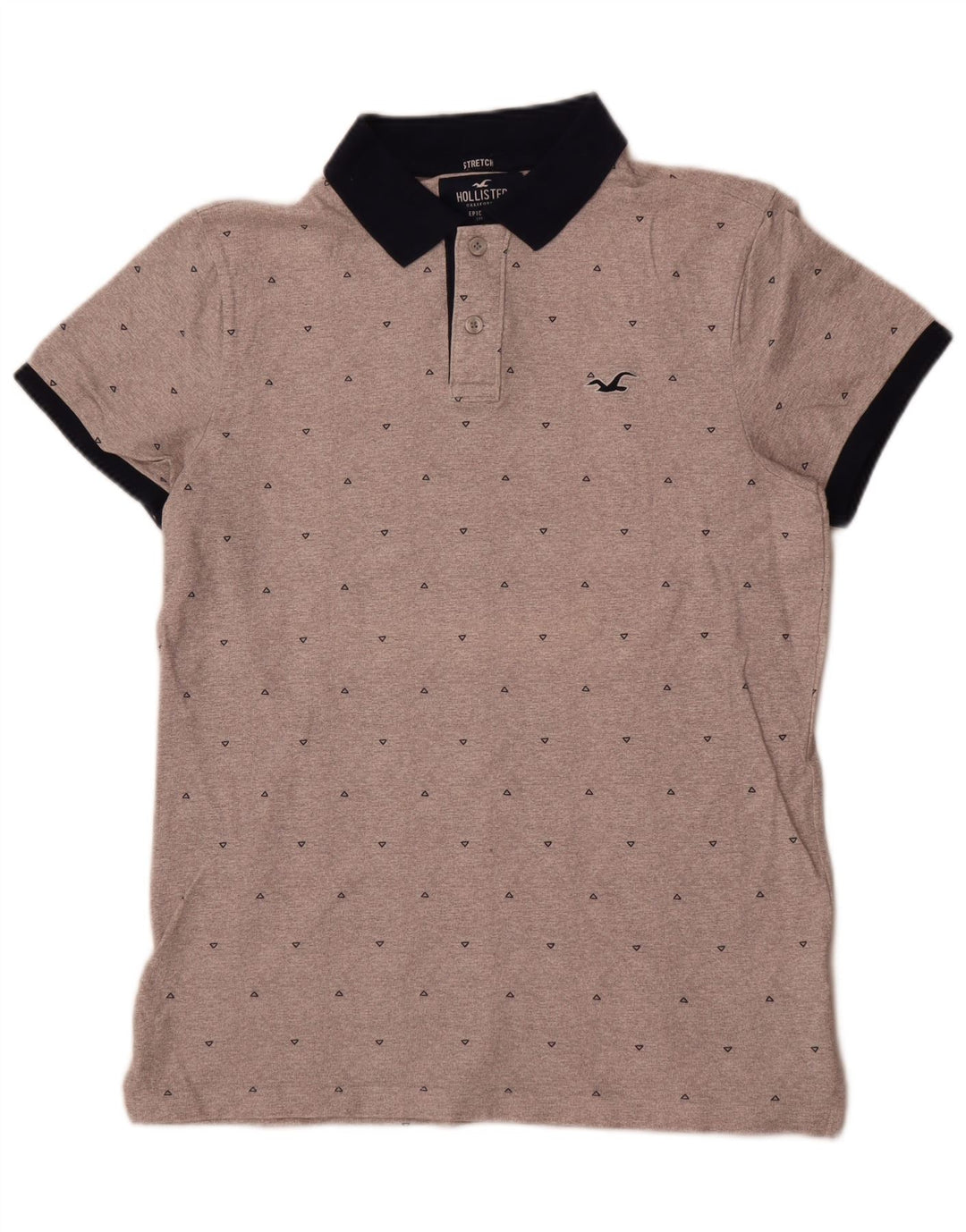 Polo Hollister Hombre Stretch Algodón Geométrico Gris Medio