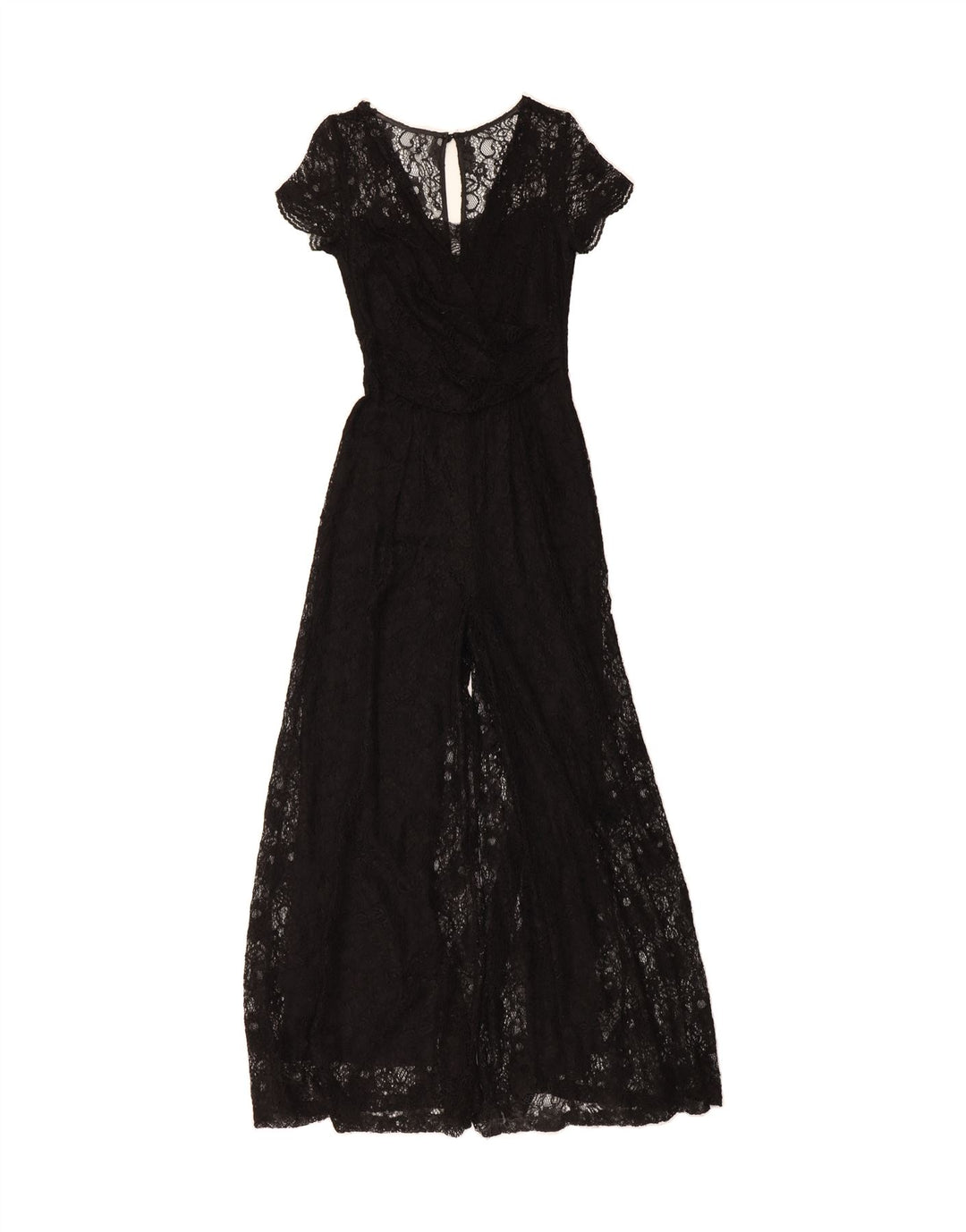 PHASE EIGHT Womens See Through Jumpsuit UK 8 Small Black Floral Viscose Vintage Phase Eight and Second-Hand Phase Eight from Messina Hembry 