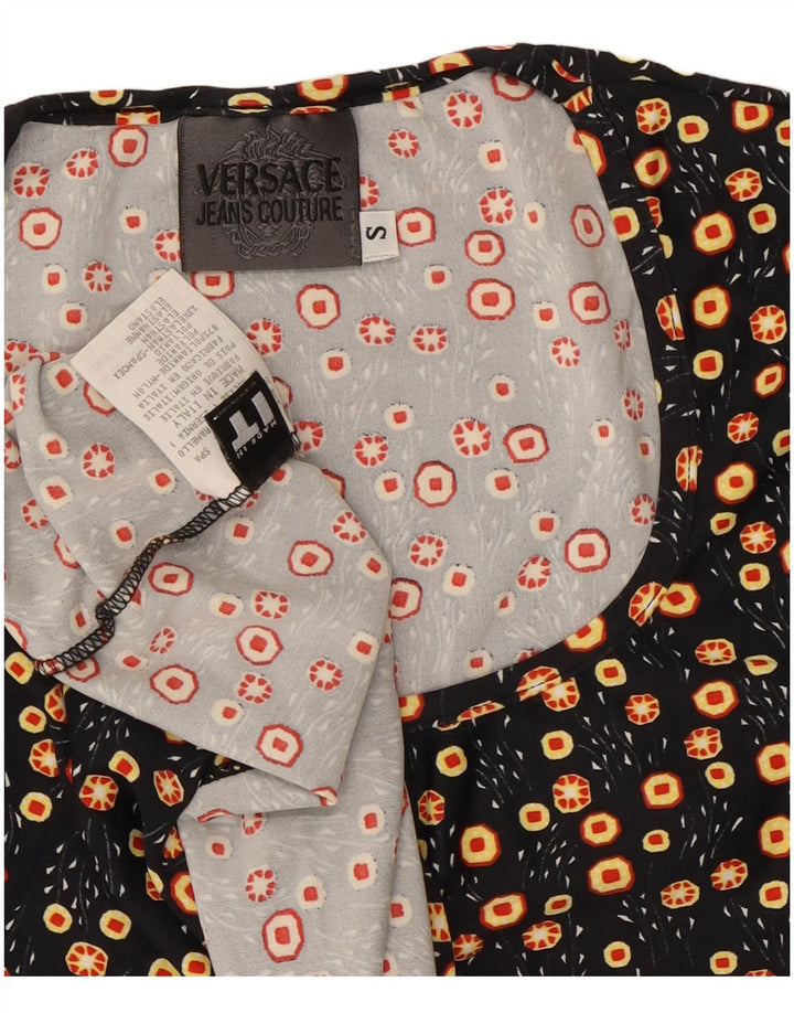 Versace Camiseta Mujer Top UK 8 Small Poliamida Floral Negro