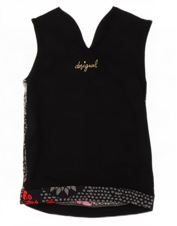 Desigual Blusa sin mangas para mujer Top UK 12 Medium Black Floral