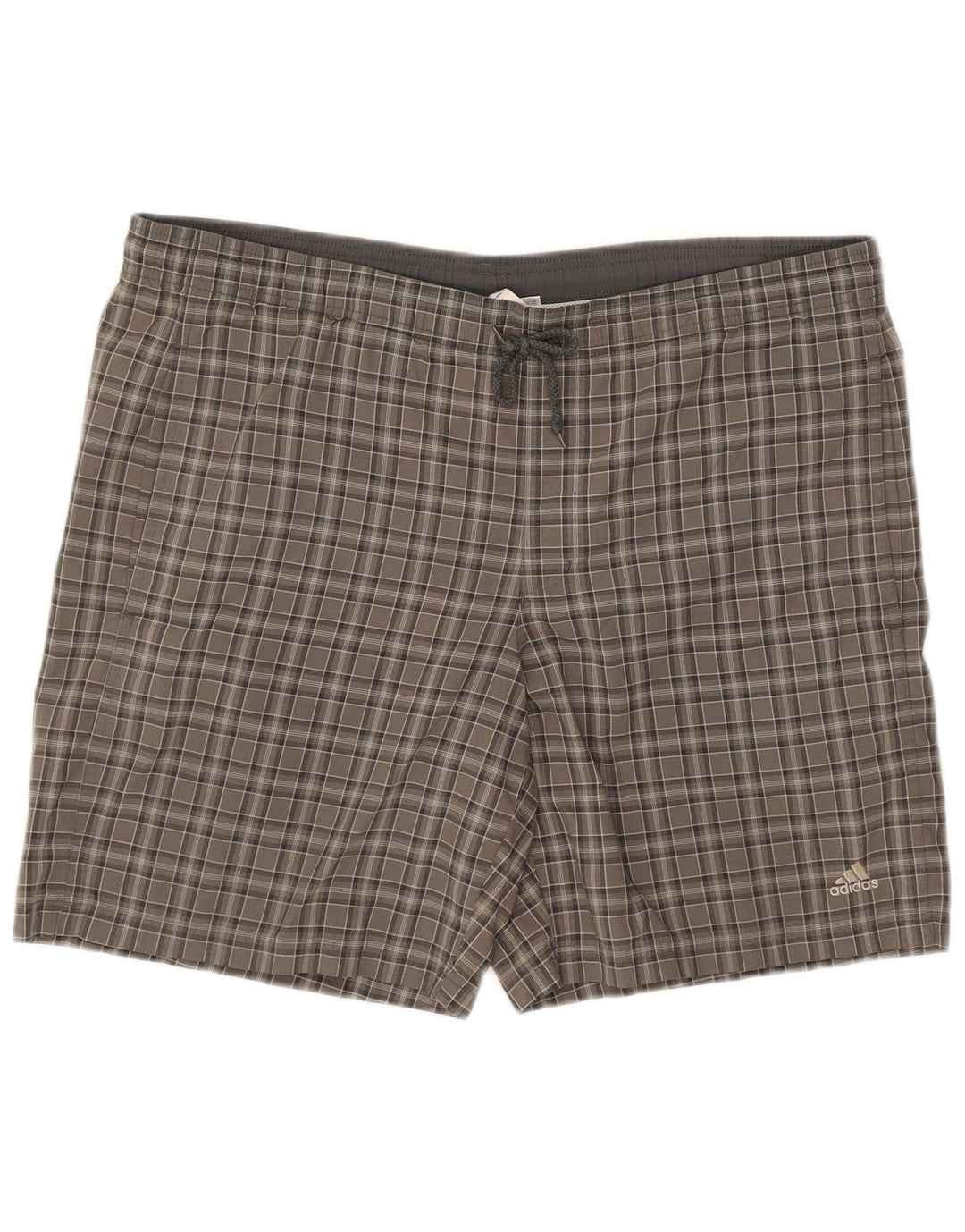 Adidas Hombre Bañador Corto Grande Gris Cuadros Poliéster