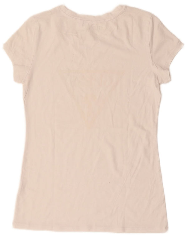 Guess Camiseta gráfica para mujer Top UK 12 Medium White