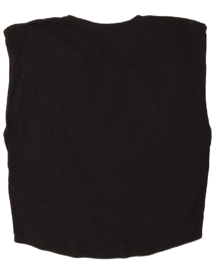 Zara Mujer Camiseta Sin Mangas Extragrande UK 12 Mediano Algodón Negro