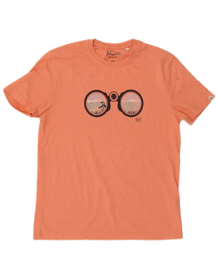 Penguin - Camiseta gráfica para hombre, talla grande, algodón naranja