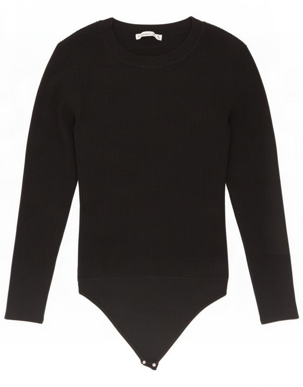 Abercrombie & Fitch Womens Long Sleeve Bodysuit UK 12 Medium Black Viscose