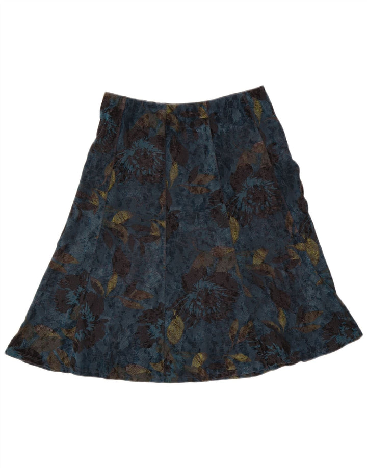 Marks & Spencer Falda acampanada para mujer UK 12 Medium W30 Poliéster floral azul