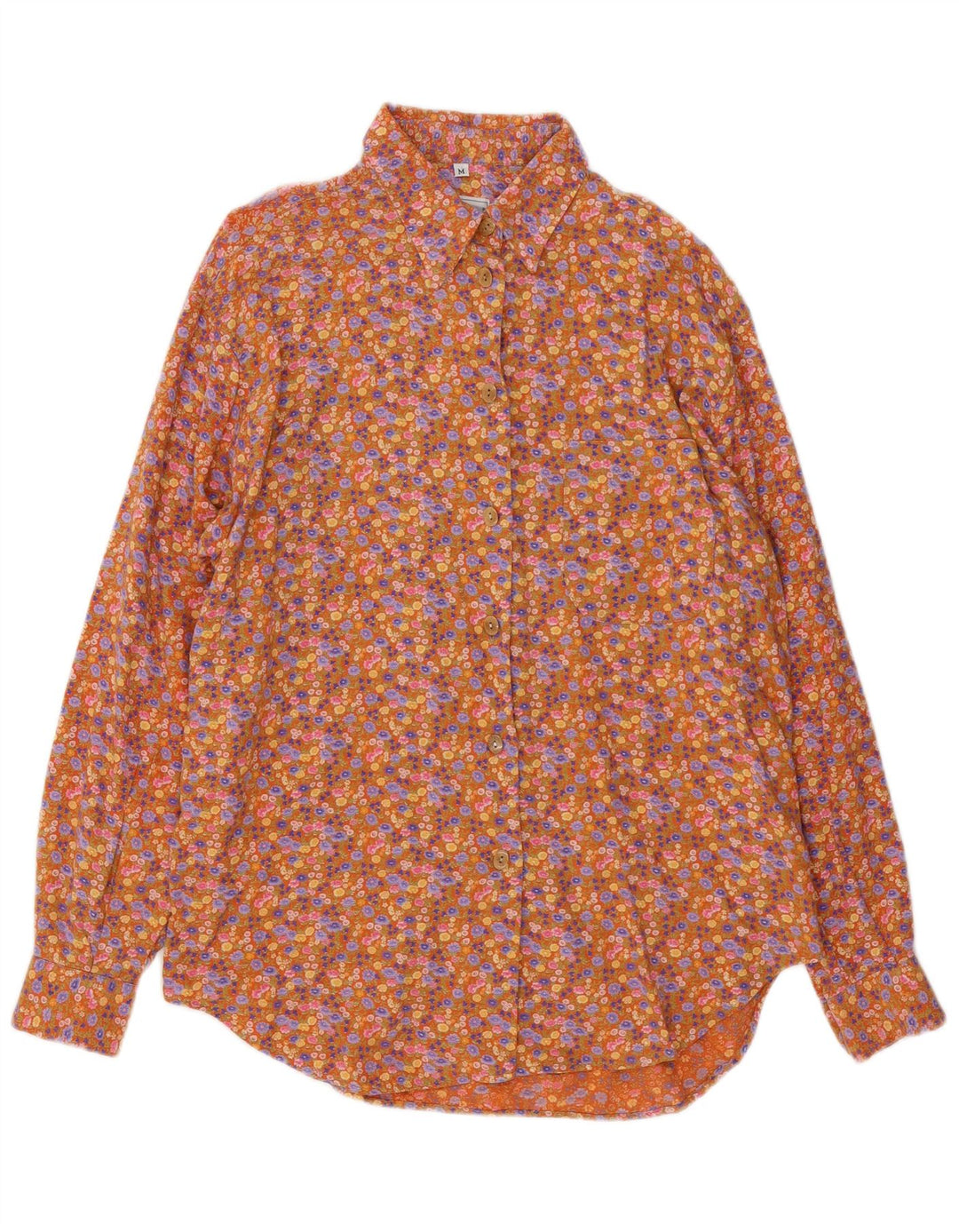 Vintage mujer camisa Reino Unido 14 medio multicolor floral viscosa