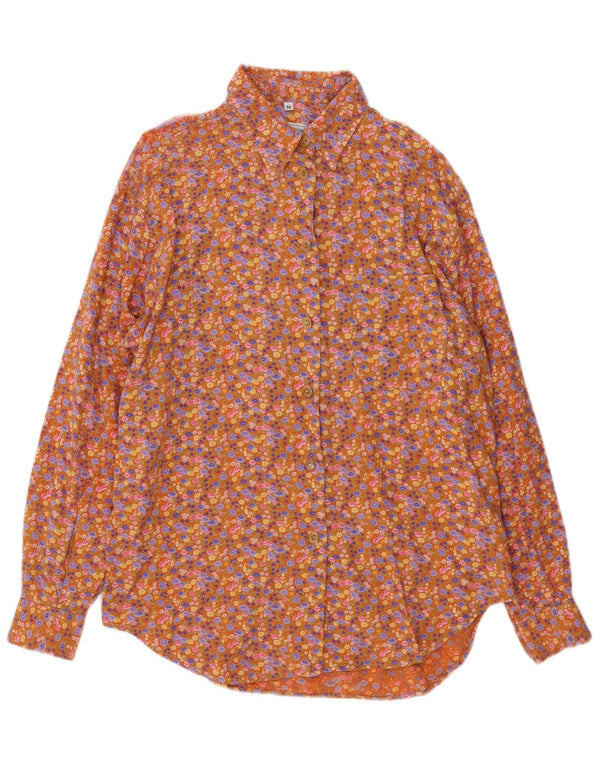 Vintage mujer camisa Reino Unido 14 medio multicolor floral viscosa