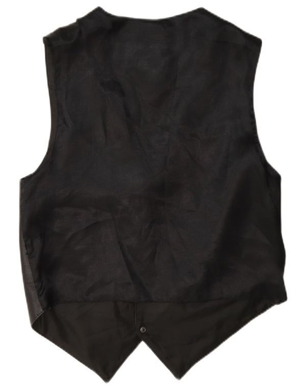 Chaleco de cuero vintage para hombre pequeño negro