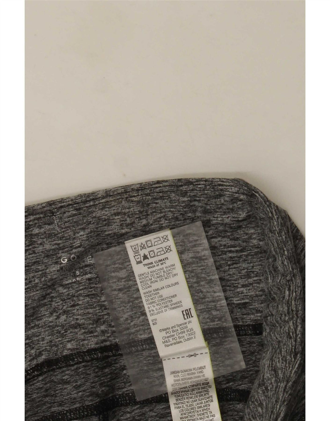 Marks & Spencer Leggings para mujer UK 8 Pequeño Gris Colorblock Poliéster