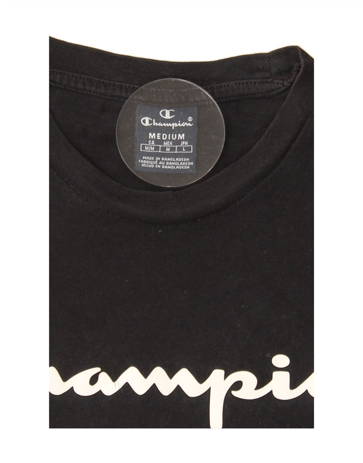 CHAMPION Mens Graphic T-Shirt Top Medium Black Vintage Champion and Second-Hand Champion from Messina Hembry 