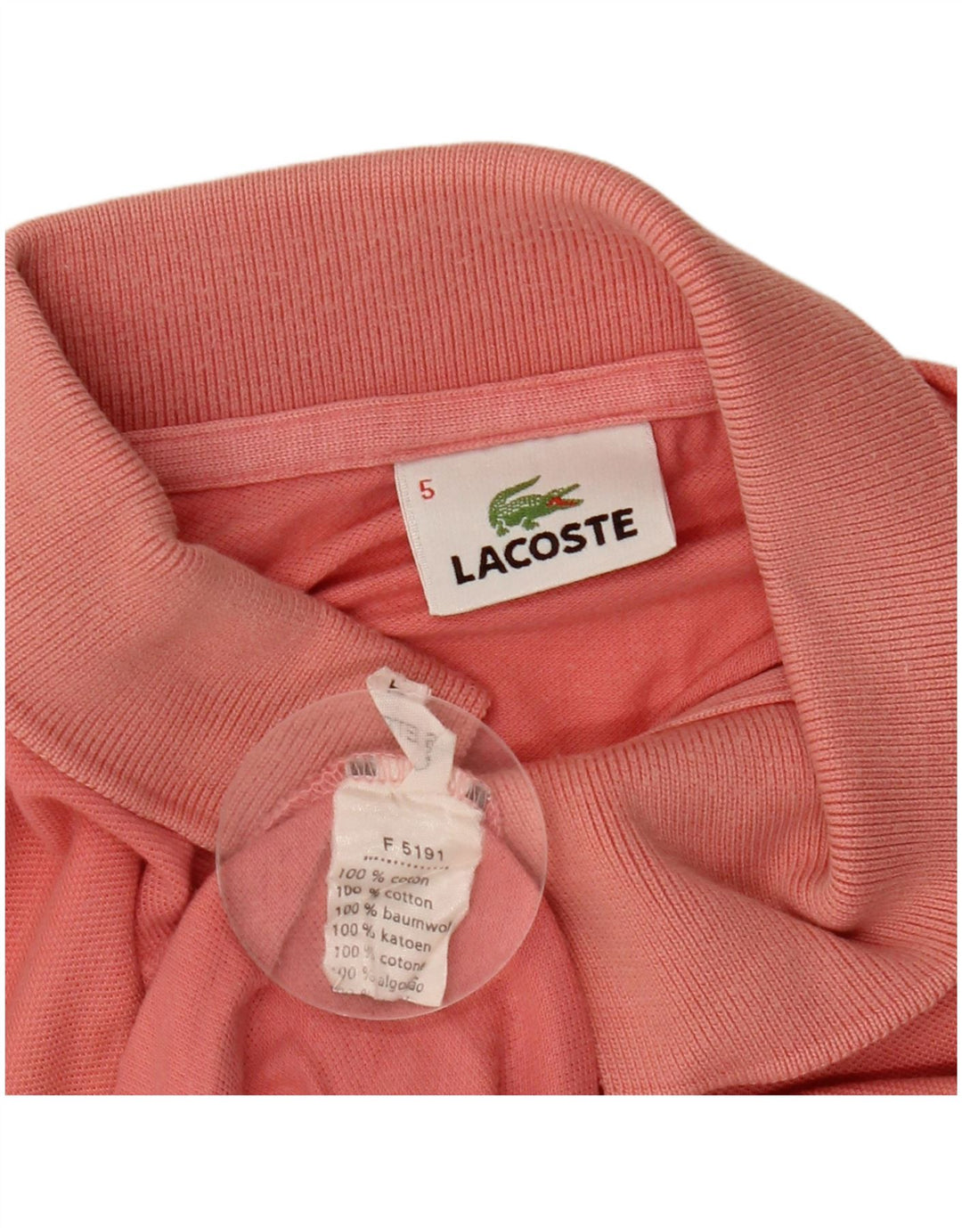 Polo Lacoste para hombre talla 5 grande algodón rosa