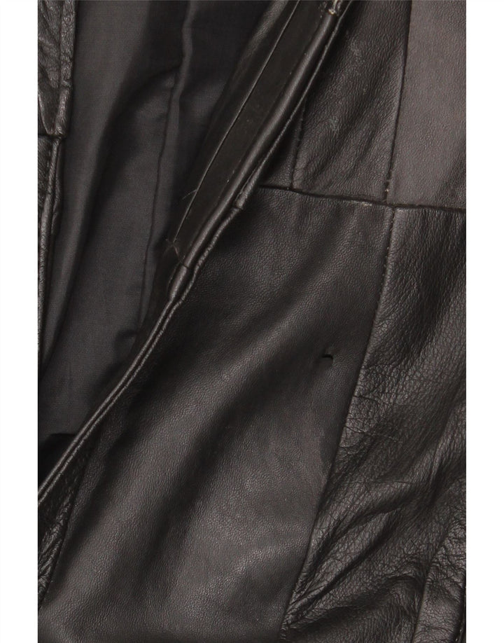 VINTAGE Chaleco de cuero para hombre Reino Unido 38 Patchwork negro medio