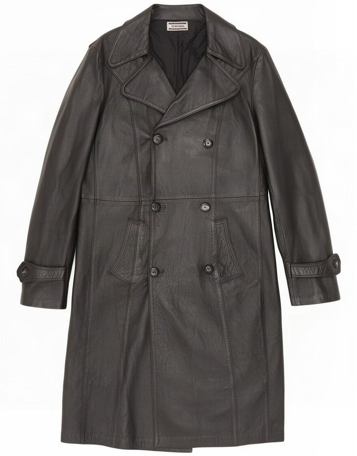 Abrigo cruzado de cuero para mujer Marcos IT 56 4XL Negro