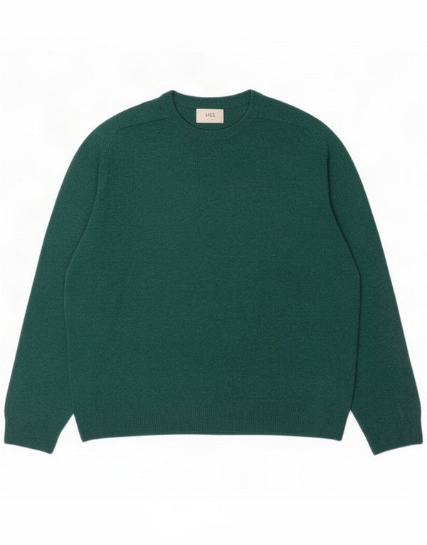 Marks & Spencer Suéter tipo jersey con cuello redondo para hombre 2XL Lana de cordero verde
