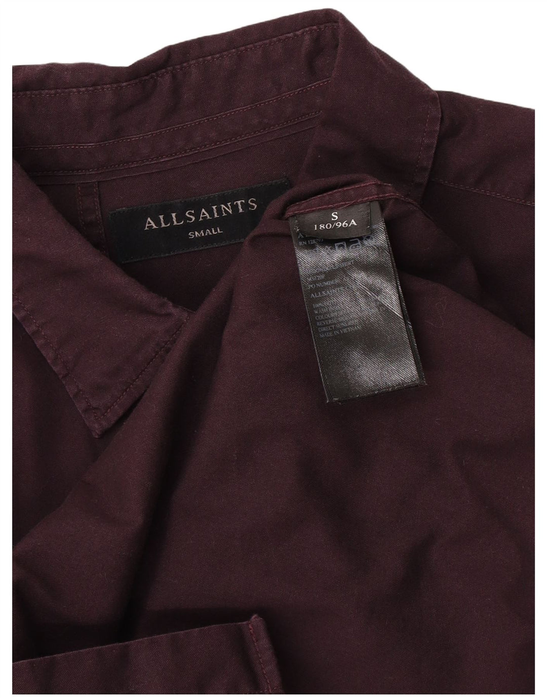 Camisa All Saints Hombre Small Borgoña Algodón