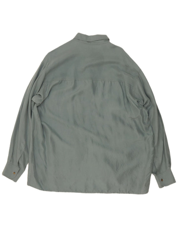 Camisa Vintage Hombre XL Seda Verde