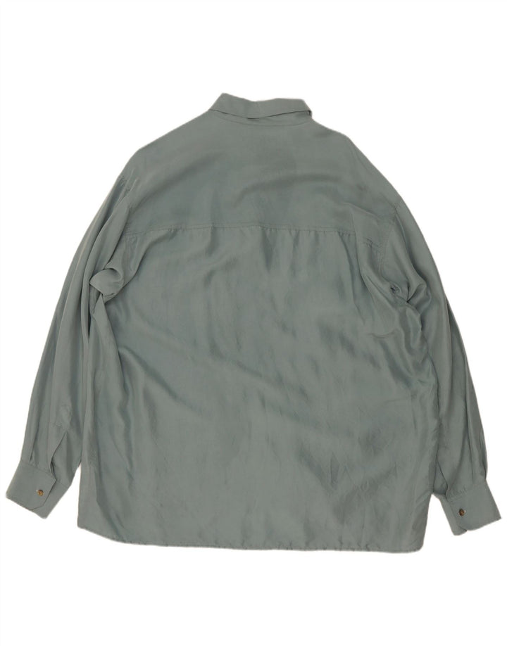 Camisa Vintage Hombre XL Seda Verde