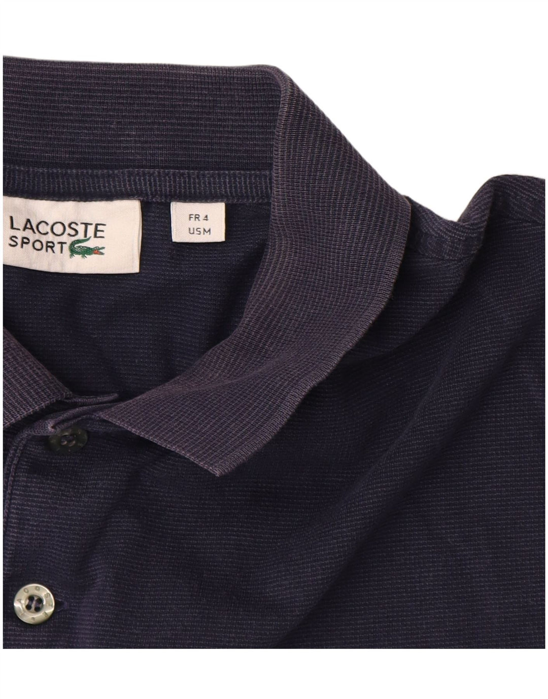 LACOSTE Polo para hombre talla 4 mediano azul marino algodón a rayas