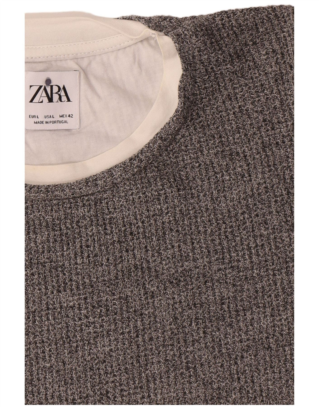 Zara Hombre Jersey De Cuello Redondo Jersey Grande Gris Algodón
