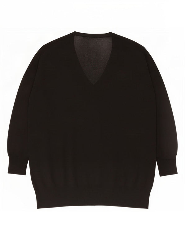 Zara Mujer Jersey Oversize con Cuello en V UK 10 Small Algodón Negro