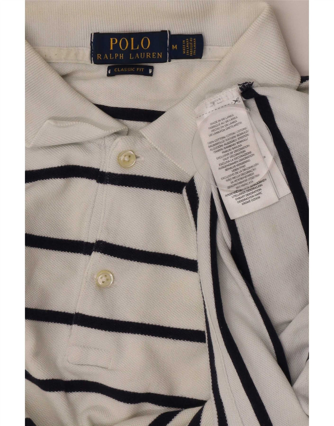 Camisa Polo Ralph Lauren Hombre Mediana Algodón A Rayas Blancas