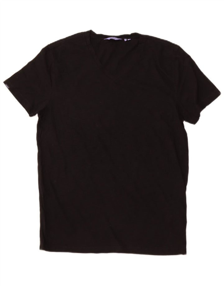 SUPERDRY Hombre Camiseta Top Medium Negro Algodón