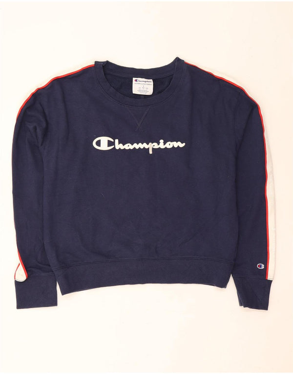 Champion Sudadera Corta para Mujer Jersey UK 44 Grande Azul Marino Colorblock