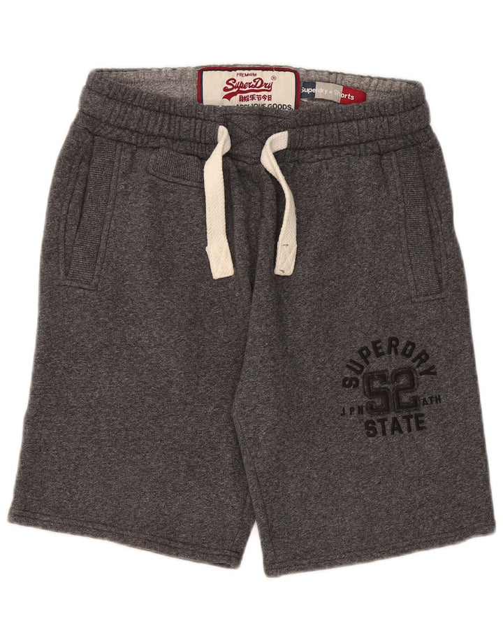 Superdry Shorts deportivos con estampado gráfico para hombre de algodón moteado en gris pequeño