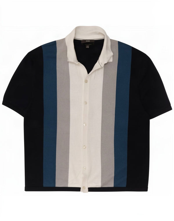 Marks & Spencer Camisa de manga corta para hombre XL Azul marino Colorblock Algodón