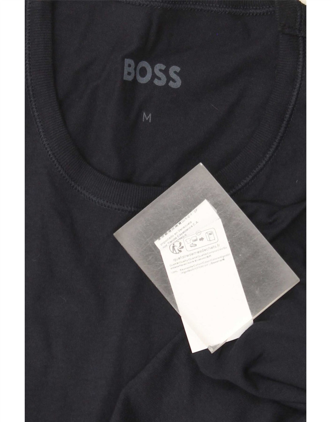Hugo Boss Hombre Camiseta Top Medium Azul Marino Algodón