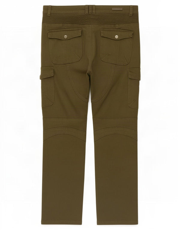 Volero Moto Jeans - Pantalones cargo ajustados para mujer, talla grande, W34 L28, algodón caqui