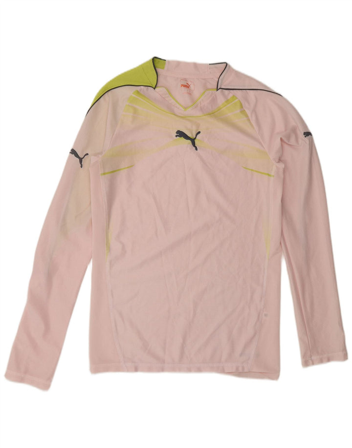 Puma Camiseta de manga larga para hombre, color rosa pequeño, color block