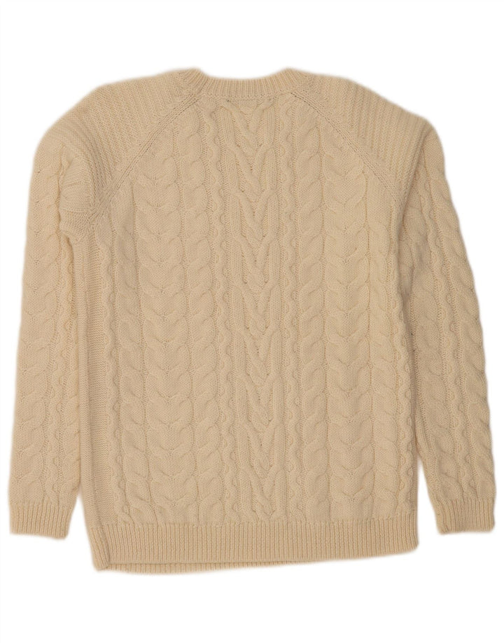 HALLHUBER Jersey de cuello redondo para mujer UK 14 Lana beige mediana