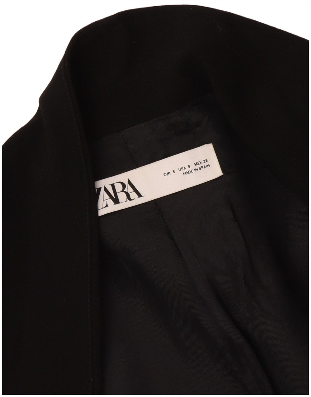 Zara Chaqueta Americana Abierta para Mujer UK 10 Small Black