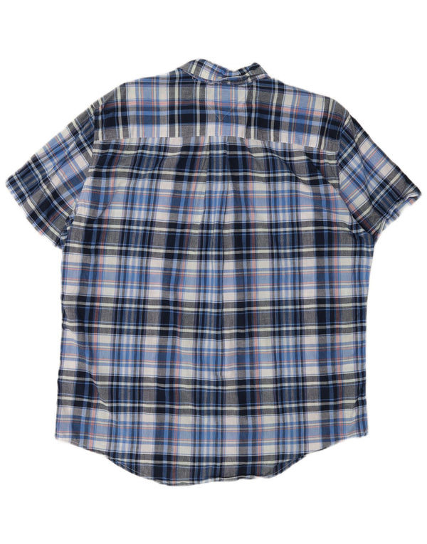 Tommy Hilfiger Camisa Regular Fit De Manga Corta Para Hombre XL Algodón A Cuadros Azul
