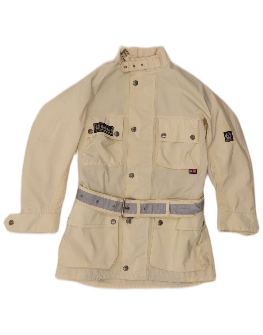 Belstaff Chaqueta utilitaria para niños de 7 a 8 años, nailon blanco roto