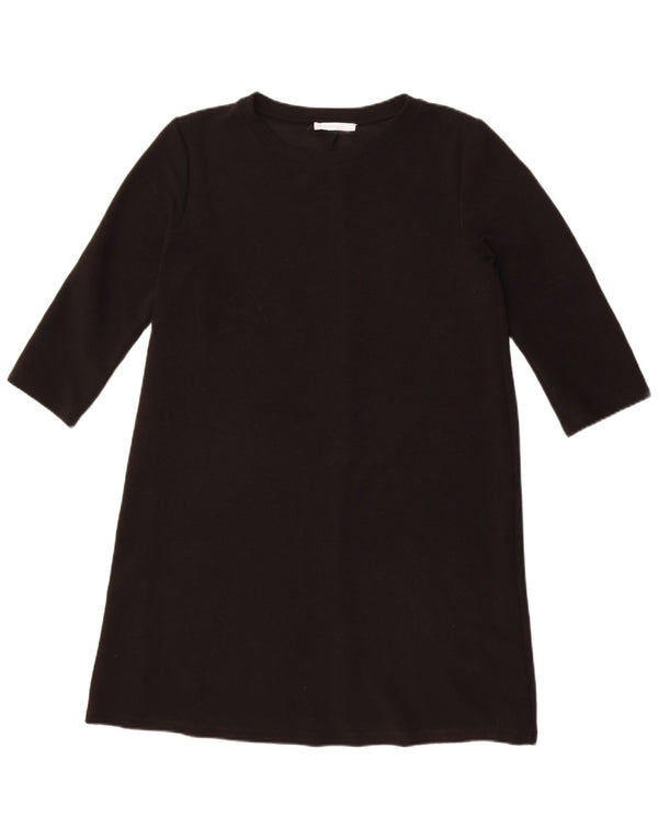 Zara Vestido recto de manga 3/4 para mujer UK 44 Grande Negro