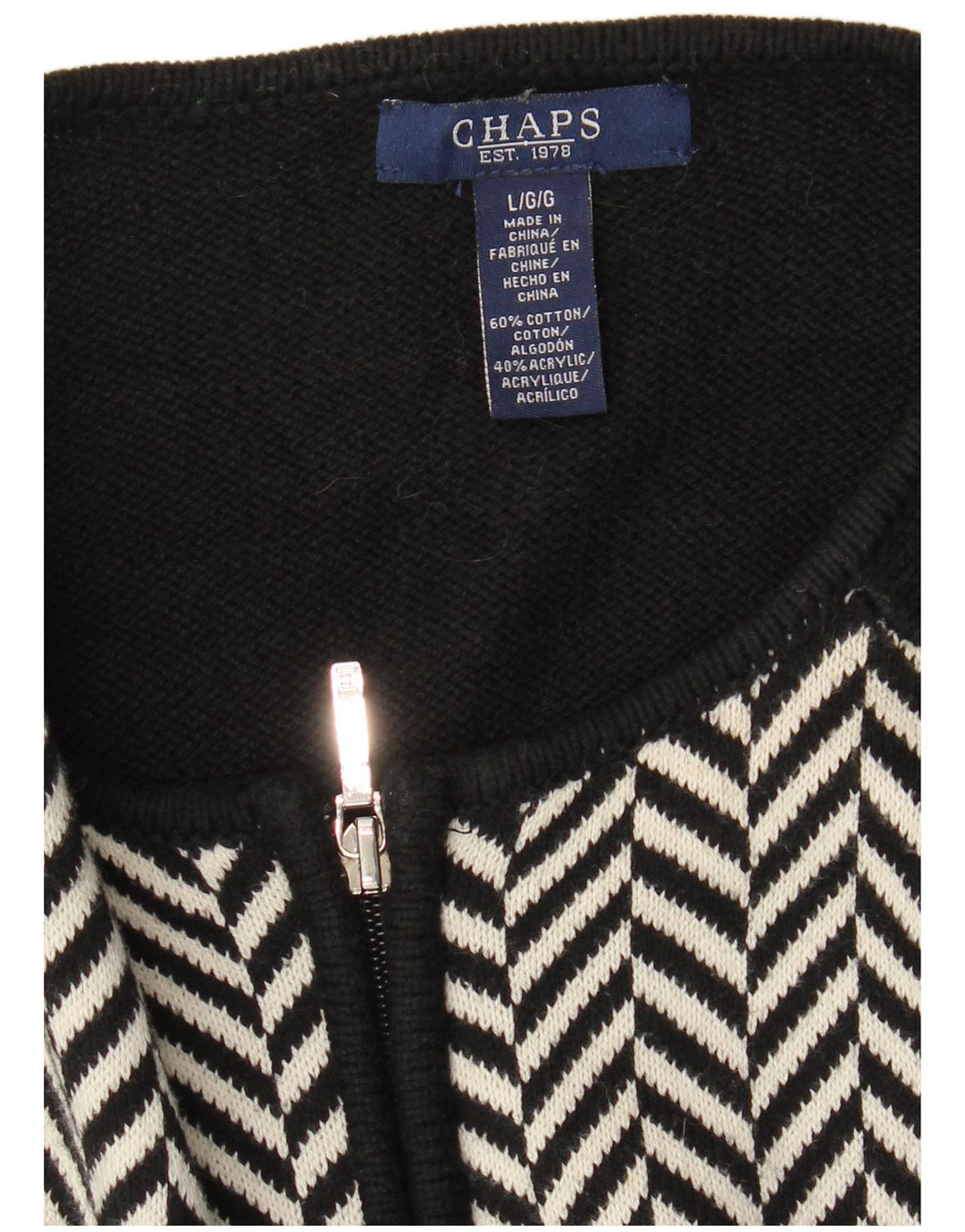 CHAPS Suéter tipo cárdigan para mujer UK 40 Grande Algodón en espiga negro