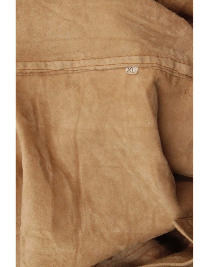 Vintage mujer chaqueta de ante Reino Unido 18 XL Beige