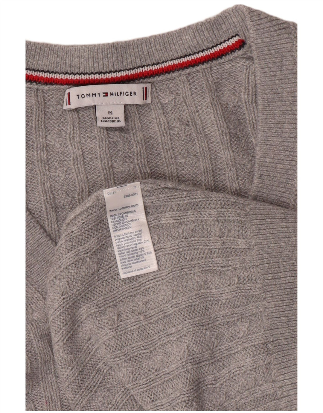 TOMMY HILFIGER Suéter tipo jersey con cuello en V para mujer UK 42 Nylon gris medio
