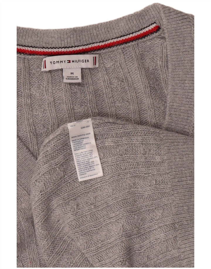 TOMMY HILFIGER Suéter tipo jersey con cuello en V para mujer UK 42 Nylon gris medio
