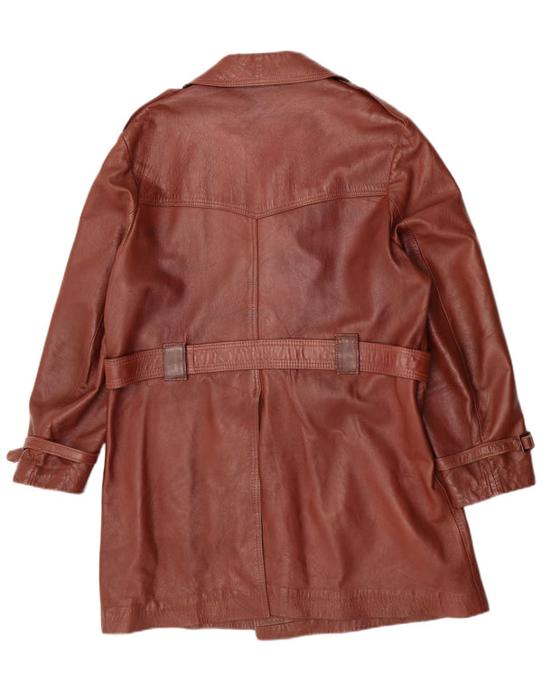 Abrigo de cuero vintage para hombre IT 44 XS cuero marrón
