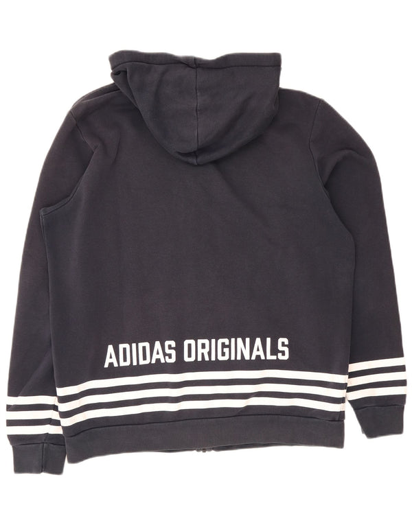 Adidas - Sudadera con capucha y cremallera gráfica para hombre, talla grande, algodón azul marino